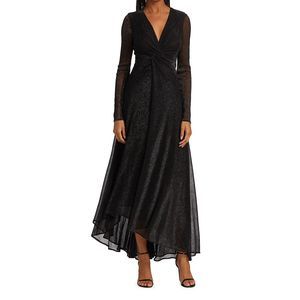 Talbot Runhof Metallic Twisted Asymmetric Gown